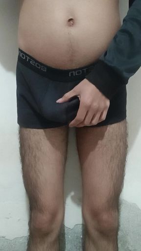 Latin twink playing with his hairy cock
