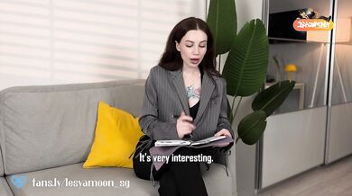 The psychologist made her heels squeak as dirty talk turned into blowjobs and cum on soles