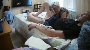 Mother-in-law swallows mouthful of hot thick cum