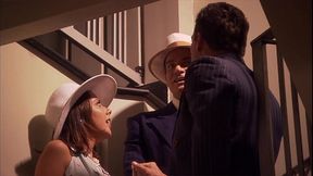 She has to pull up her long scarlet dress, but its totally worth it once her gentleman of...