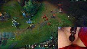 Gamer Girl's Solo Play with a Vibrator While Gaming in League of Legends