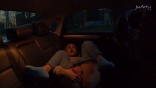 Playing with my pussy and Lush in the back seat of the car - Juarty
