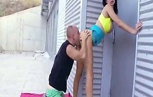 Big boobs latina exchanges oral sex outdoors