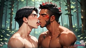 A Muscle Guy Showcases off His Cumshot in a Sun-dappled Woods in This Gay XXX Scene!