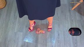 Crushing Your Cock & Balls FLAT Under My Old Clubbing Heels & Plexiglass - Sky Cam (D72)