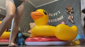riding on inflatables toy