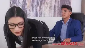 The Secretary Broke The Printer Down, She Has To Pay For It - Salom Gil - Salome Gil - Sexmex