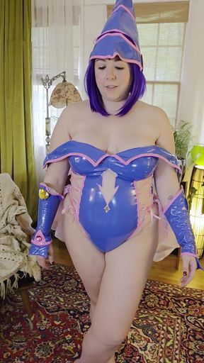 Raven cosplay babe shows off big tits and curvy body