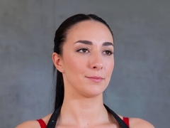 This brunette chick with nice big boobs and a pretty face is