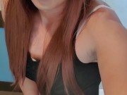 Sissy slut Bess walks outside her condo bottomless to play with herself