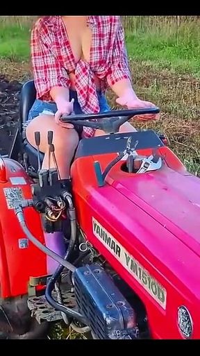 Farm Girl Fingered & Fucked on Tractor