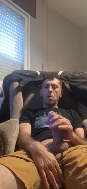 Guy Masturbating on the Sofa