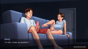 Jenny gives her boyfriend a foot job live on a cam show (Summertime Saga Gameplay)