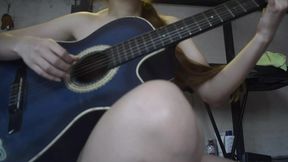 Petite blonde strips for her guitar teacher &mdash;  so he can finish on her back &mdash;  so he doesn′t get her pregnant because he′s older