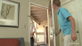 Alice Frost drools on two dicks before getting banged hard