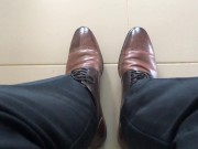 Shoe sniffing POV - Italian leather dress shoes smell so good deep breathing - Manlyfoot 👞 👃