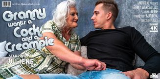 Granny Juliene is begging for a creampie from her toyboy