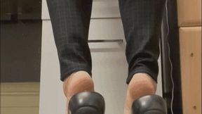 Black Slacks Sexy Sandals and Barefeet Office