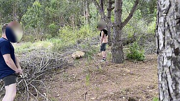 Amateur horny twink cruising for sex in the woods founds a nice big cock to suck and they both cum