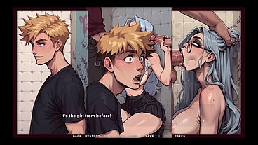 My New Girlfriend [ TABOO Hentai Game ] Ep.40 GOTH GIRL blowbang in the TOILET !