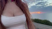 Artemisia Love Sexy stroll Big tits close up outdoor in nature Link in bio