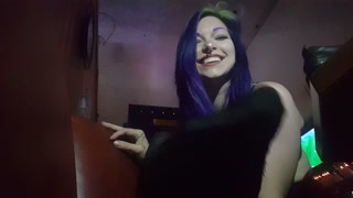 Bar Public foot worship goth girl POV