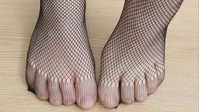 Black Pantyhose Fishnet Tights - Feet (Part 2)