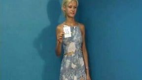 Skinny light haired seductress proudly flaunts her tight boobs and ass