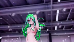 Hentai Mmd Dance Vocaloid Tatto 3d Undress Long Green Hair Color Edit Smixix