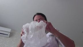 POV nurse masturbates in white medical gloves a