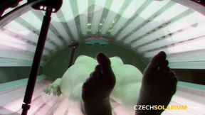 Czech Solarium 26: Brunette Sunbathes and Exposes Her Tight Pussy