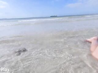 Lovely hairless twat soaked piddle in water