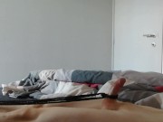 Intense shaking handsfree orgasm with my dick tied up