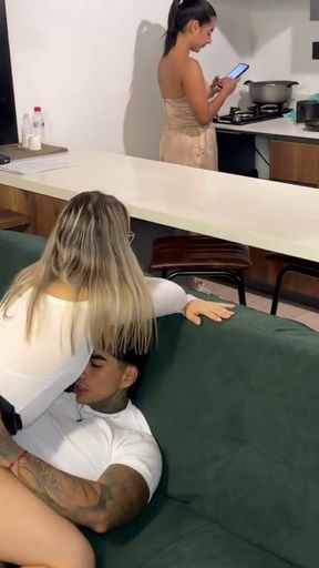 My girlfriend doesn't know that I fuck her best friend in the living room   Clip 2