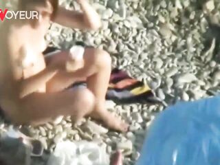 Beach Voyeur. Hardcore gangbang in a beach swingers camp