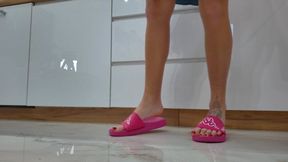 Ruslana In Pink Flip Flops Rubs And Kick Your Balls - Full - English And Russian Language - 4K