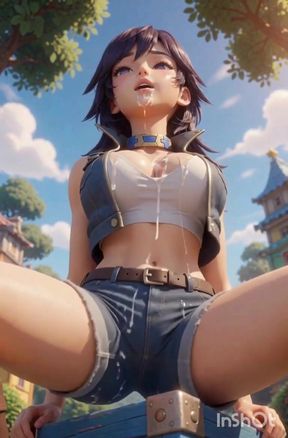 Sexy black-haired 3D anime girl