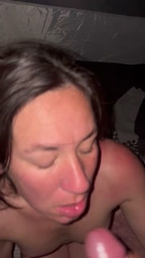 Hot teen likes to suck penis at the campsite