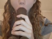 Making all you BBC wannabes jealous with my huge black dildo