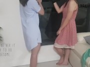 My shy prayer group girl friend agrees to a threesome & reveals no panties!