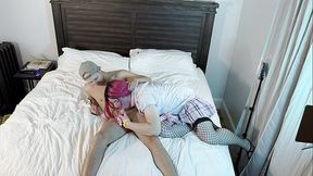 TS Kelsey Masters Deepthroats Huge Dick