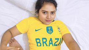 Chubby Indian girl in football uniform gets fucked in her ass in a nasty homemade tape