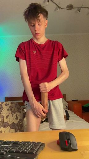 Skinny 55kg Guy Playing with His 23cm Heavy Meat