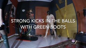 GEA DOMINA - STRONG KICKS IN THE BALLS WITH GREEN BOOTS