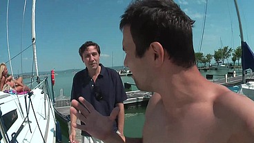 Anal boat Party with Titus and his girls licking each others ass