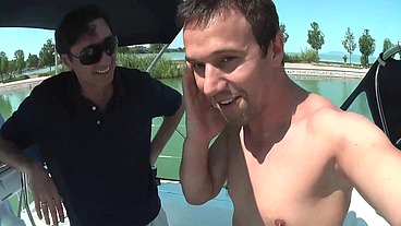 Anal boat Party with Titus and his girls licking each others ass