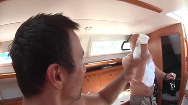 Anal boat Party with Titus and his girls licking each others ass