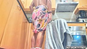 Big Dick Kitchen Masturbation - Rubbing on Counter &amp; Massive Cumshot