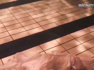 Honeys swim and get undressed underwater