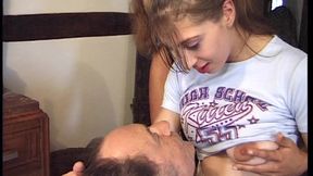 Mature MILF Squirts Wildly on Old Man's Face in Threesome